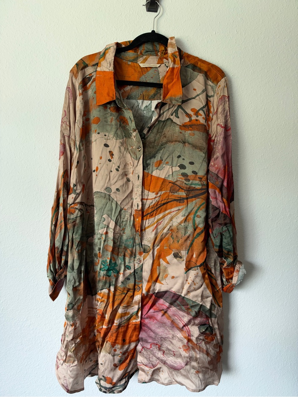 Soft Surroundings Stroke Of Satin Button Front Tunic - Picture 2 of 3